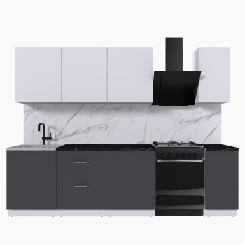 Набор корпусной мебели для кухни " Микс Топ-7" белый премиум/ графит серый/тунис