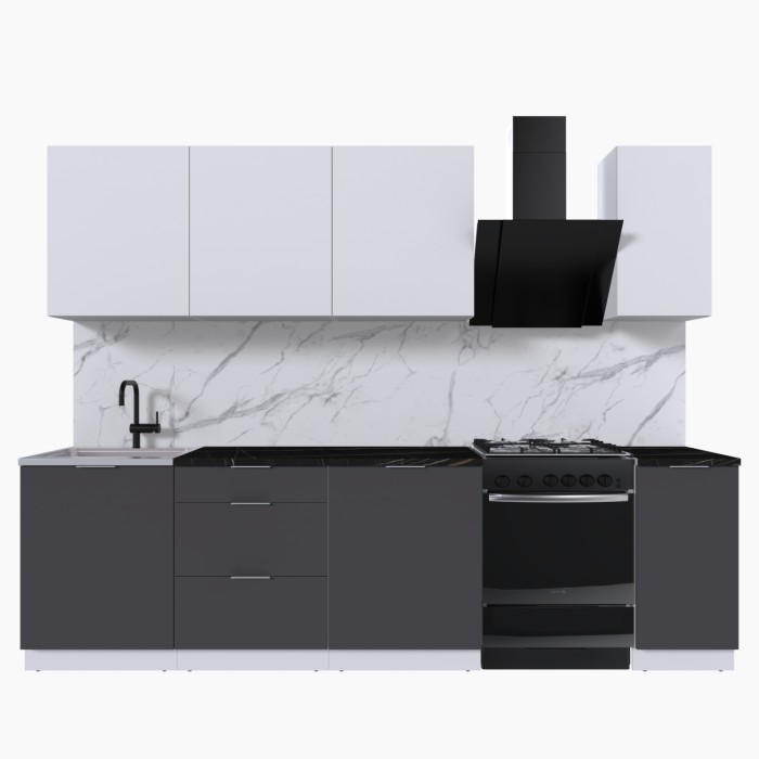 Набор корпусной мебели для кухни " Микс Топ-7" белый премиум/ графит серый/тунис