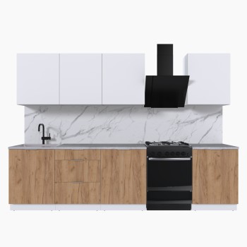 Набор корпусной мебели для кухни " Микс Топ-8" белый премиум/дуб крафт золотой/мрамор лацио белый