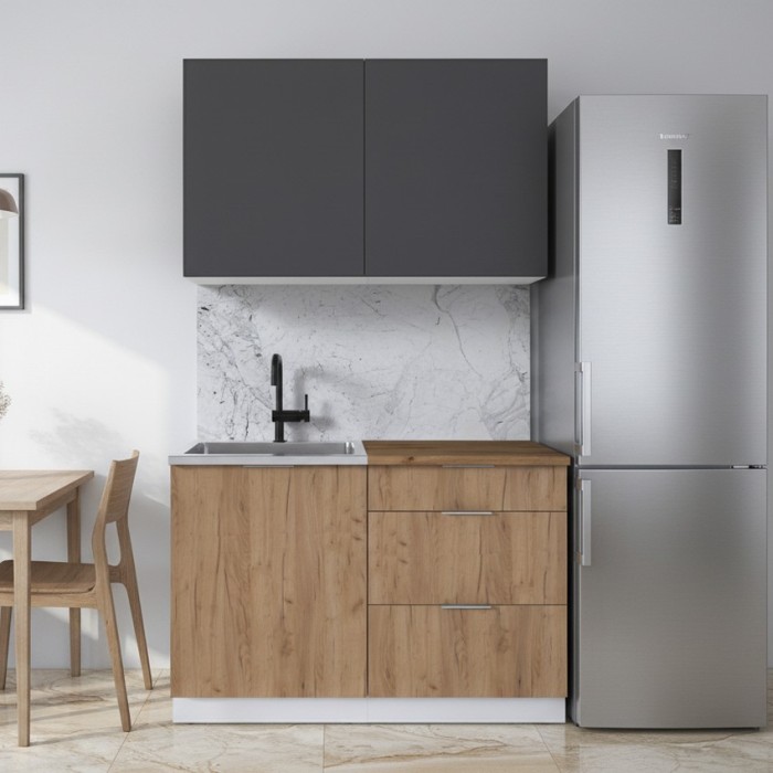 Набор корпусной мебели для кухни " Микс Топ-1" графит серый/дуб крафт золотой/дуб вотан