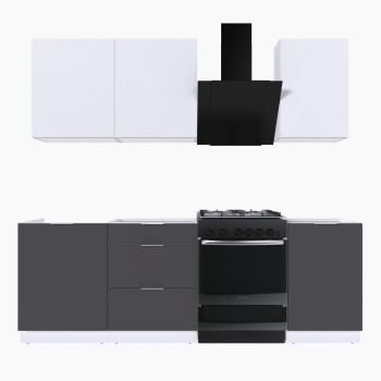 Набор корпусной мебели для кухни " Микс Топ-3" белый премиум/ графит серый