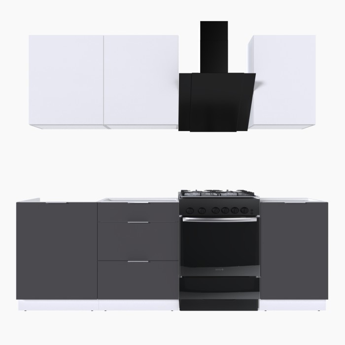 Набор корпусной мебели для кухни " Микс Топ-3" белый премиум/ графит серый
