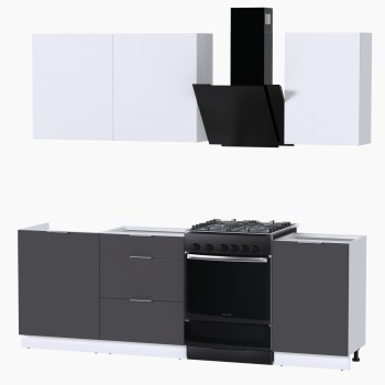 Набор корпусной мебели для кухни " Микс Топ-3" белый премиум/ графит серый