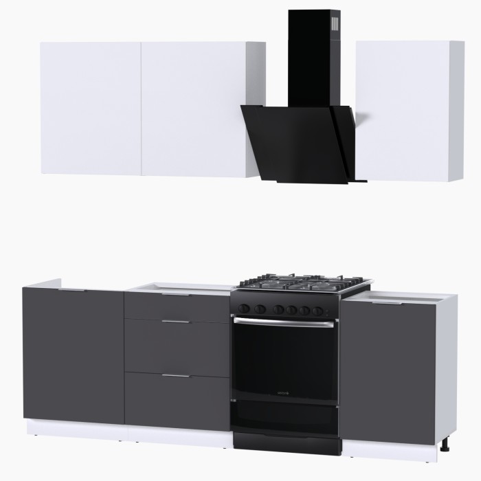 Набор корпусной мебели для кухни " Микс Топ-3" белый премиум/ графит серый