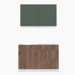Набор корпусной мебели для кухни " Микс Топ-1" дымчато зеленый/ дуб крафт табачный