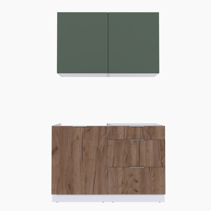 Набор корпусной мебели для кухни " Микс Топ-1" дымчато зеленый/ дуб крафт табачный