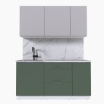 Набор корпусной мебели для кухни " Микс Топ-2" кашемир/дымчато зеленый/мрамор марквина