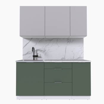Набор корпусной мебели для кухни " Микс Топ-2" кашемир/дымчато зеленый/мрамор марквина