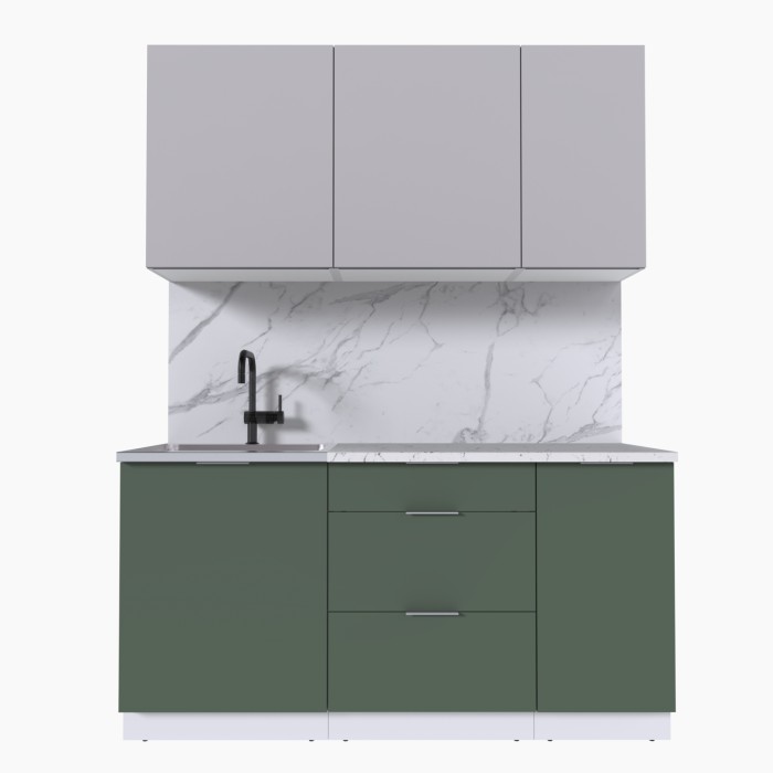 Набор корпусной мебели для кухни " Микс Топ-2" кашемир/дымчато зеленый/мрамор марквина