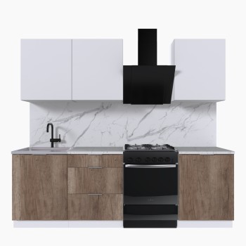 Набор корпусной мебели для кухни " Микс Топ-4" белый премиум/дуб каньон/мрамор марквина