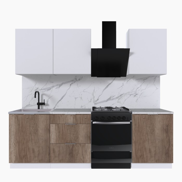 Набор корпусной мебели для кухни " Микс Топ-4" белый премиум/дуб каньон/мрамор марквина