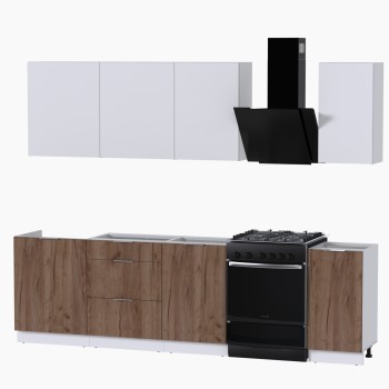 Набор корпусной мебели для кухни " Микс Топ-6" белый премиум/дуб крафт табачный