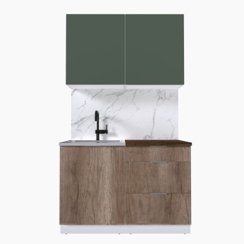 Набор корпусной мебели для кухни " Микс Топ-1" дымчато зеленый/ дуб каньон/дуб флагстаф темный