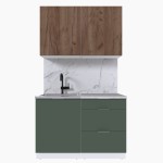 Набор корпусной мебели для кухни " Микс Топ-1" дуб крафт табачный/дымчато зеленый/мрамор марквина