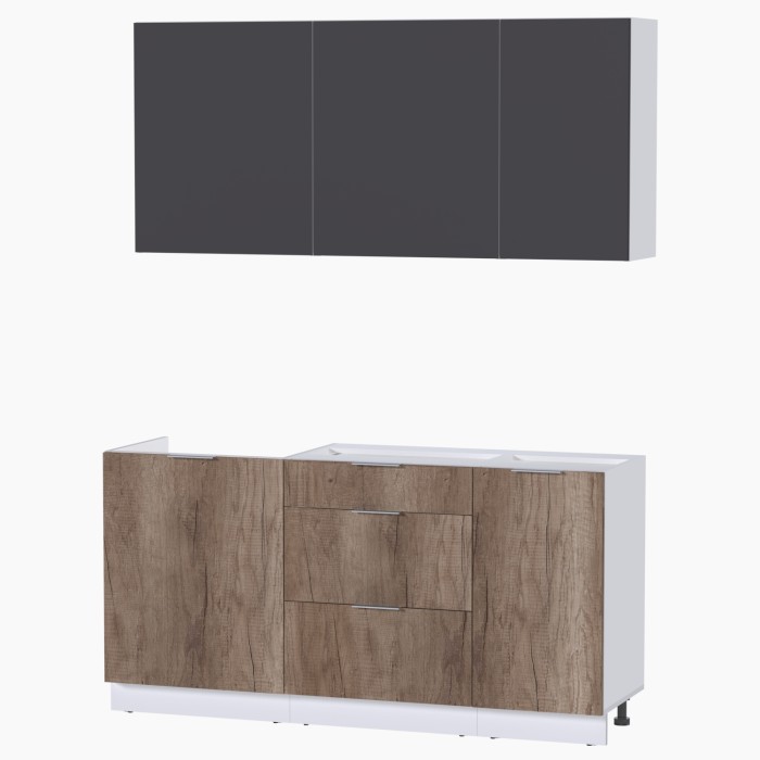 Набор корпусной мебели для кухни " Микс Топ-2" графит серый/дуб каньон