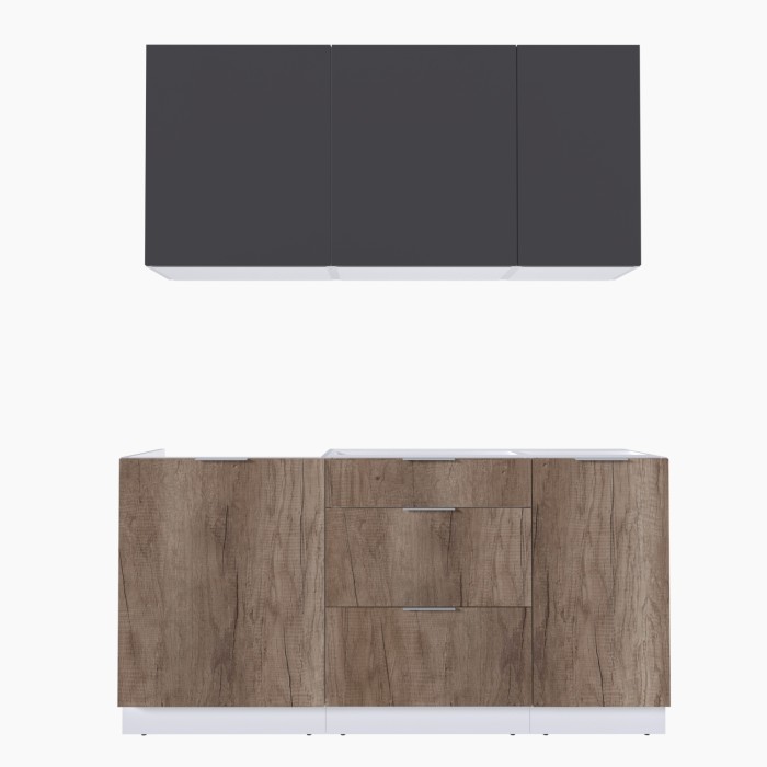 Набор корпусной мебели для кухни " Микс Топ-2" графит серый/дуб каньон