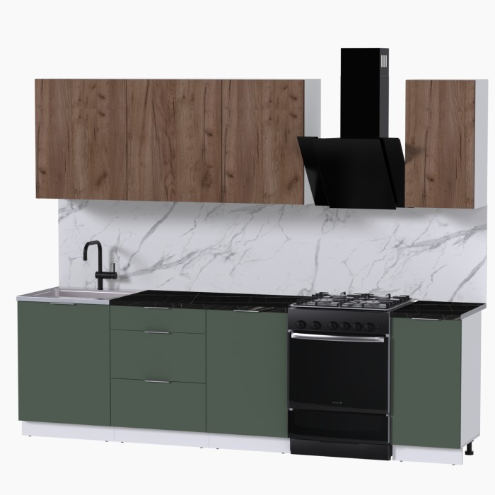 Набор корпусной мебели для кухни " Микс Топ-6" дуб крафт табачный/дымчато зеленый/тунис