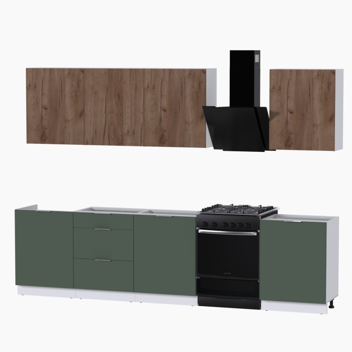 Набор корпусной мебели для кухни " Микс Топ-8" дуб крафт табачный/дымчато зеленый