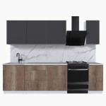 Набор корпусной мебели для кухни " Микс Топ-7" графит серый/дуб каньон/мрамор марквина