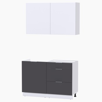 Набор корпусной мебели для кухни " Микс Топ-1" белый премиум/ графит серый