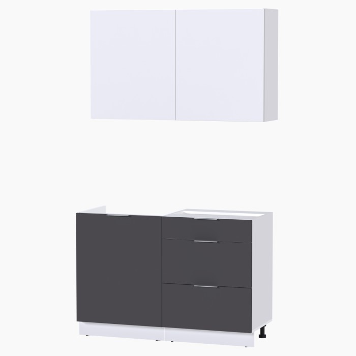 Набор корпусной мебели для кухни " Микс Топ-1" белый премиум/ графит серый