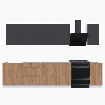 Набор корпусной мебели для кухни " Микс Топ-9" графит серый/дуб крафт золотой