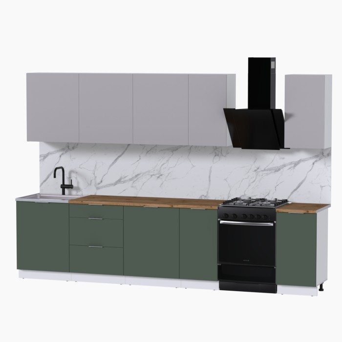 Набор корпусной мебели для кухни " Микс Топ-9" кашемир/дымчато зеленый/дуб вотан