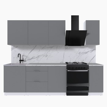 Набор корпусной мебели для кухни " Микс Топ-6" шиншилла серая/ шиншилла серая/мрамор марквина