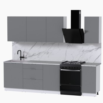 Набор корпусной мебели для кухни " Микс Топ-6" шиншилла серая/ шиншилла серая/мрамор марквина