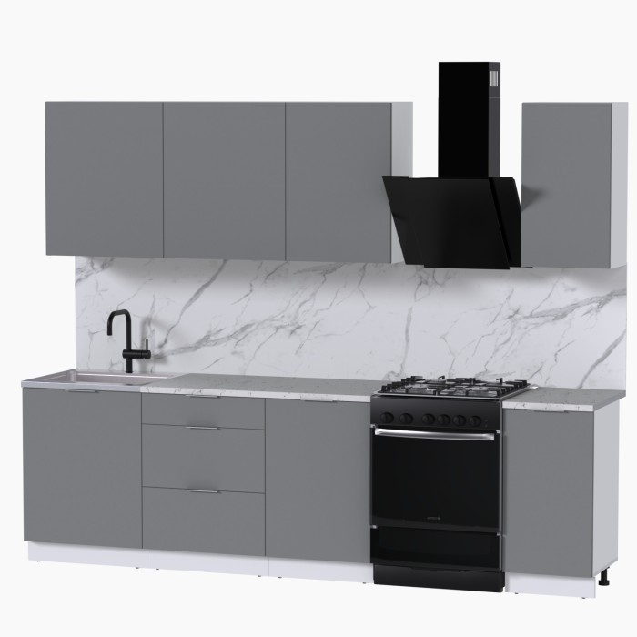 Набор корпусной мебели для кухни " Микс Топ-6" шиншилла серая/ шиншилла серая/мрамор марквина