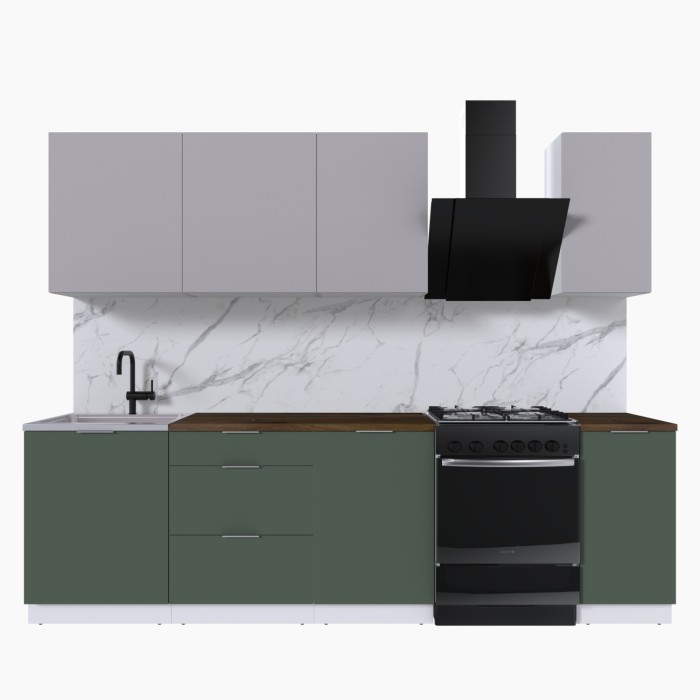 Набор корпусной мебели для кухни " Микс Топ-6" кашемир/дымчато зеленый/дуб флагстаф темный