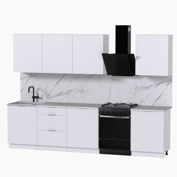 Набор корпусной мебели для кухни " Микс Топ-8" белый премиум/мрамор марквина