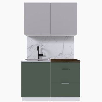 Набор корпусной мебели для кухни " Микс Топ-1" кашемир/дымчато зеленый/дуб флагстаф темный