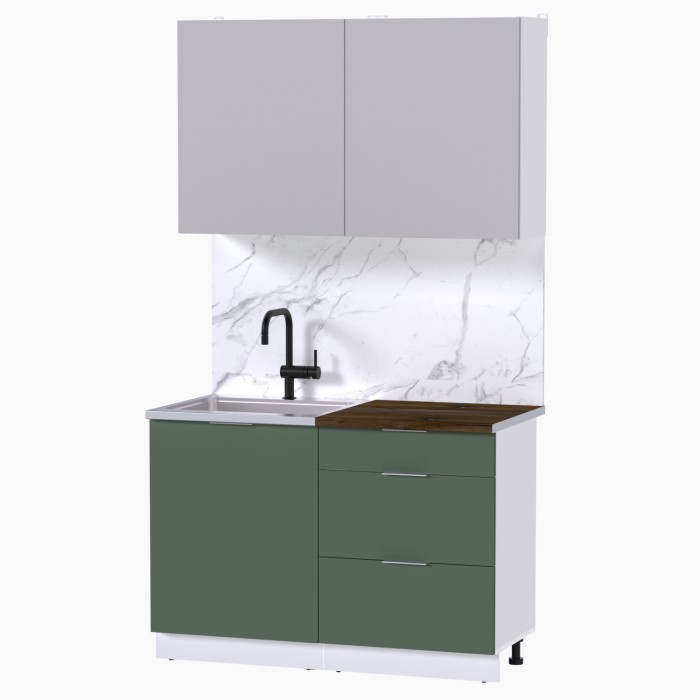 Набор корпусной мебели для кухни " Микс Топ-1" кашемир/дымчато зеленый/дуб флагстаф темный