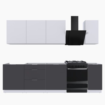 Набор корпусной мебели для кухни " Микс Топ-7" белый премиум/ графит серый