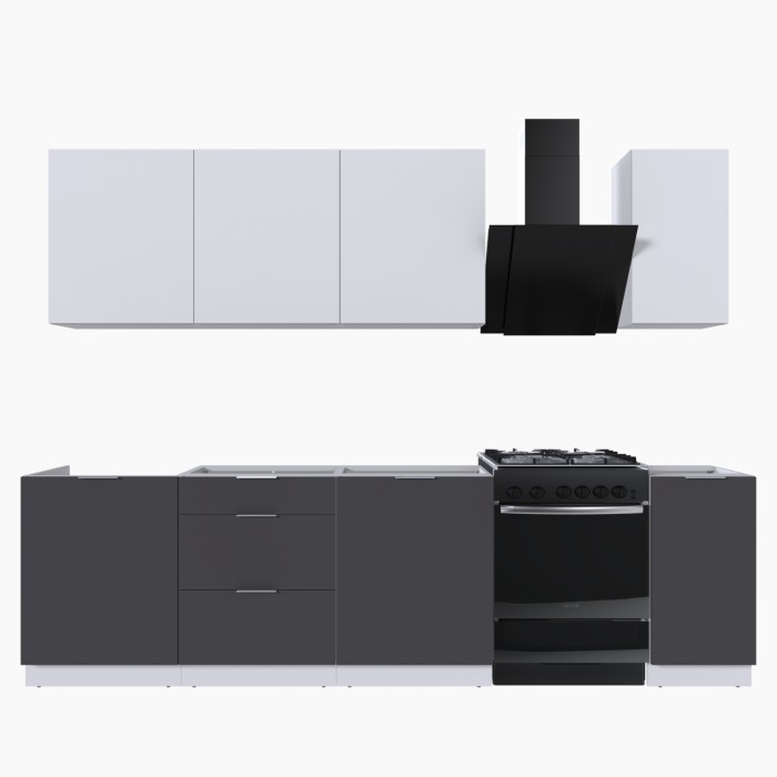 Набор корпусной мебели для кухни " Микс Топ-7" белый премиум/ графит серый