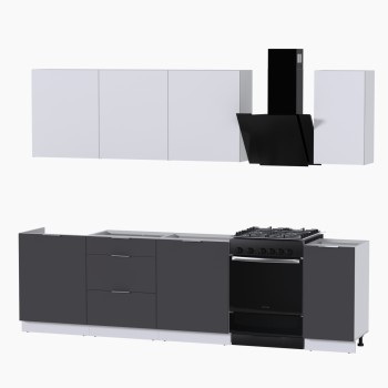 Набор корпусной мебели для кухни " Микс Топ-7" белый премиум/ графит серый