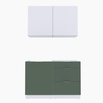 Набор корпусной мебели для кухни " Микс Топ-1" белый премиум/дымчато зеленый