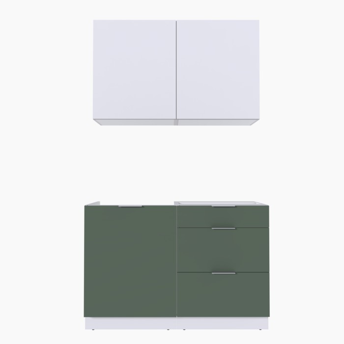Набор корпусной мебели для кухни " Микс Топ-1" белый премиум/дымчато зеленый