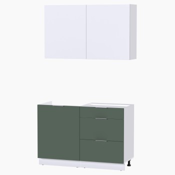 Набор корпусной мебели для кухни " Микс Топ-1" белый премиум/дымчато зеленый