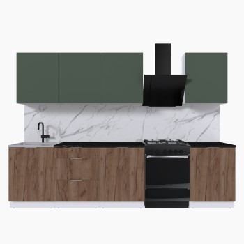 Набор корпусной мебели для кухни " Микс Топ-8" дымчато зеленый/ дуб крафт табачный/тунис