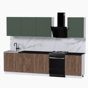 Набор корпусной мебели для кухни " Микс Топ-8" дымчато зеленый/ дуб крафт табачный/тунис