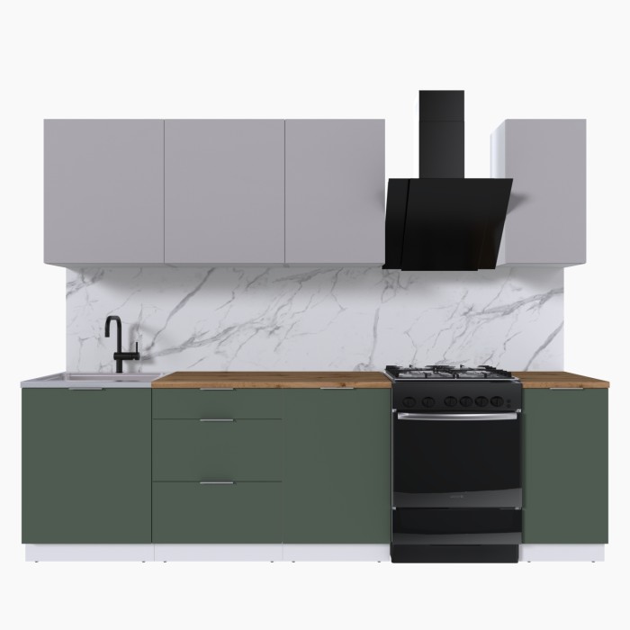 Набор корпусной мебели для кухни " Микс Топ-6" кашемир/дымчато зеленый/дуб вотан
