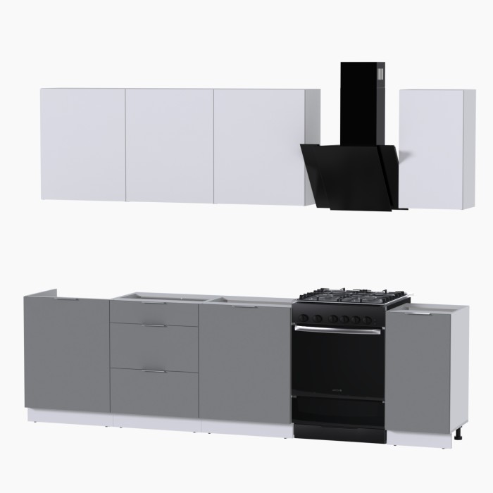 Набор корпусной мебели для кухни " Микс Топ-7" белый премиум/шиншилла серая