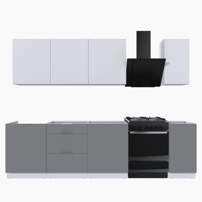 Набор корпусной мебели для кухни " Микс Топ-7" белый премиум/шиншилла серая