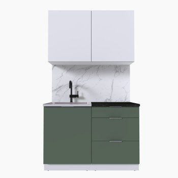 Набор корпусной мебели для кухни " Микс Топ-1" белый премиум/дымчато зеленый/тунис