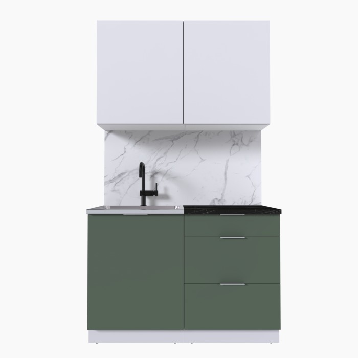 Набор корпусной мебели для кухни " Микс Топ-1" белый премиум/дымчато зеленый/тунис