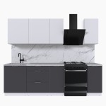 Набор корпусной мебели для кухни " Микс Топ-5" белый премиум/ графит серый/мрамор марквина