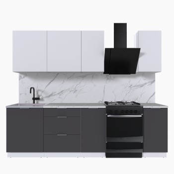Набор корпусной мебели для кухни " Микс Топ-5" белый премиум/ графит серый/мрамор марквина