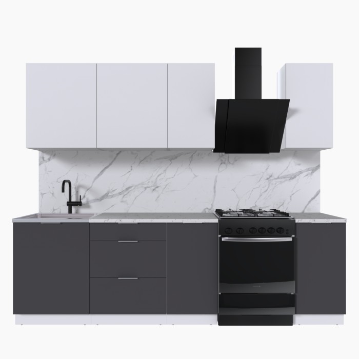 Набор корпусной мебели для кухни " Микс Топ-5" белый премиум/ графит серый/мрамор марквина